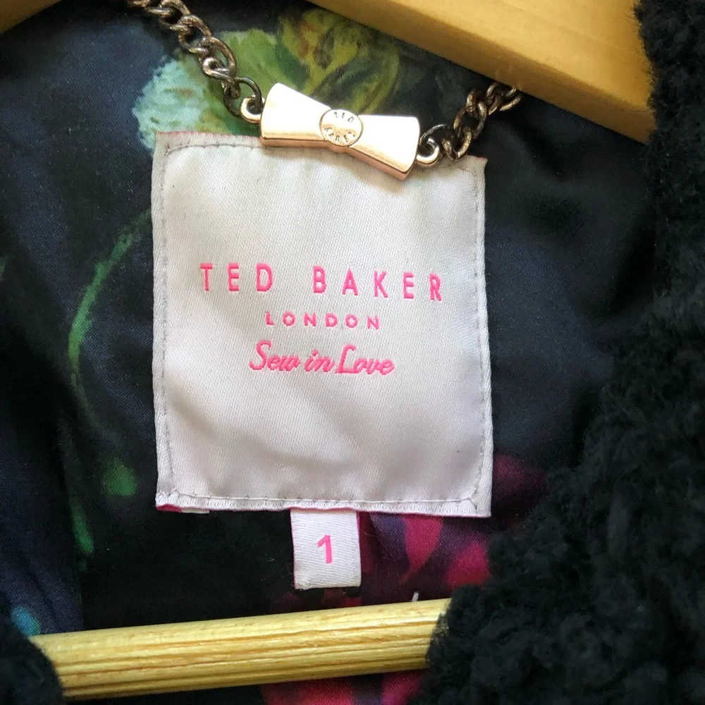 Ted Baker Womens Amilia Shearling Collar Leather Jacket Size 1 US XS - Picture 7 of 7